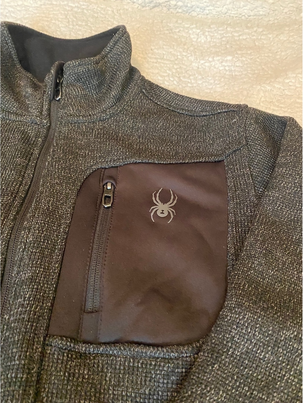 # Spyder Men’s Small Full Zip Knit Fleece Jacket Gray Black Outdoor [COPY]